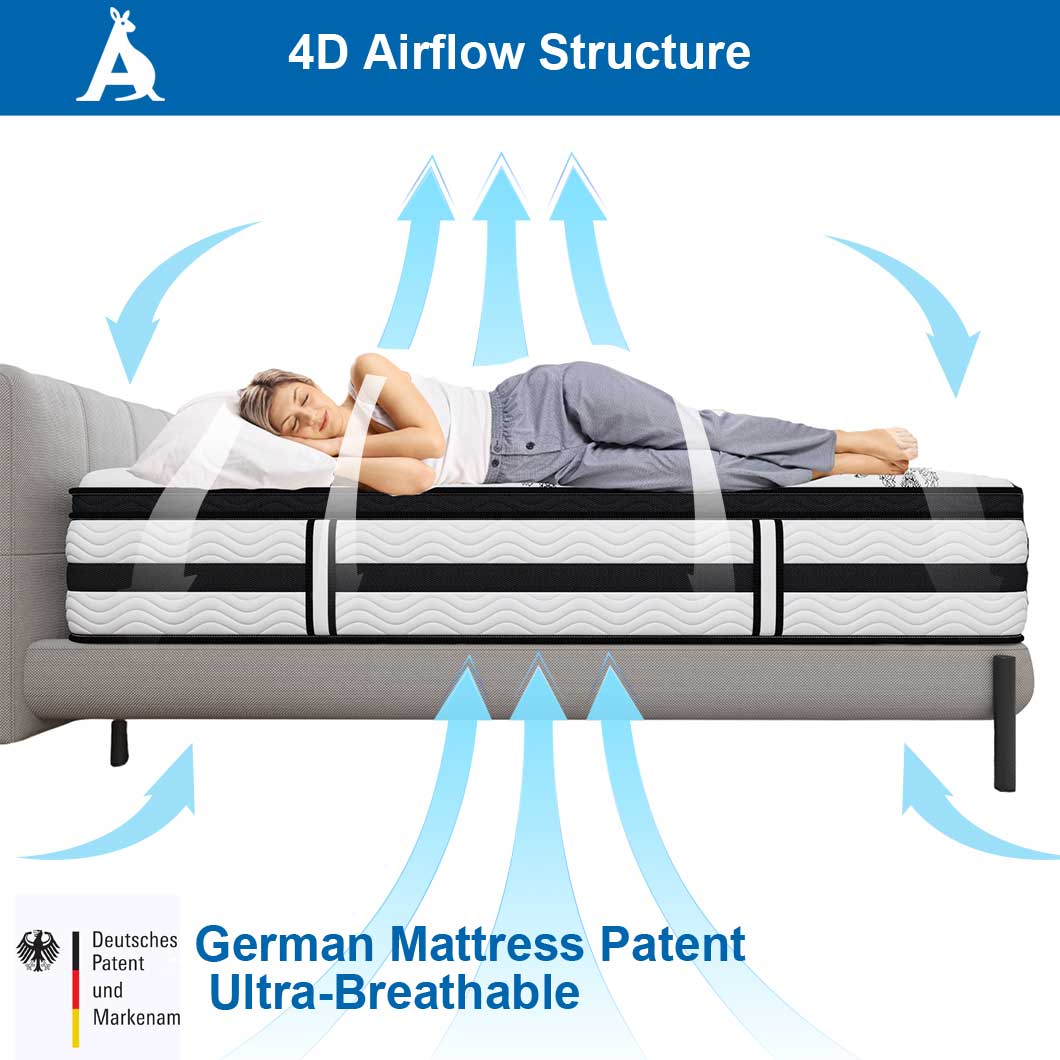 Audreamy Athens Mattress 34cm Plush Euro Top 7-Zone Pocket Spring 5D Support Medium Firm (Double)