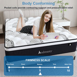 Audreamy Aurora Mattress 34cm Ergonomic 4D Plush Euro Top 7-Zone Pocket Spring Medium Firm (Queen)