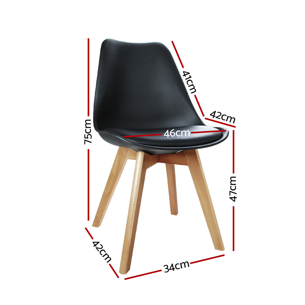 Artiss Dining Chairs Set of 4 Leather Plastic DSW Replica Wooden Black