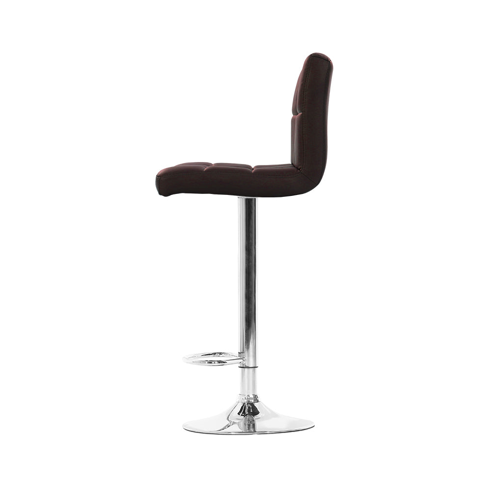 Artiss 4x Bar Stools Leather Gas Lift Brown