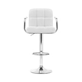 Artiss 2x Bar Stools Leather Gas Lift w/Armrest White