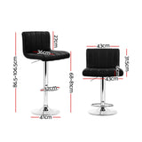 Artiss 2x Bar Stools Gas Lift Leather Chairs Black