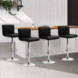 Artiss 4x Bar Stools Gas Lift Leather Black