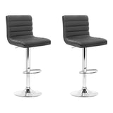 Artiss 2x Bar Stools Padded Leather Gas Lift Grey