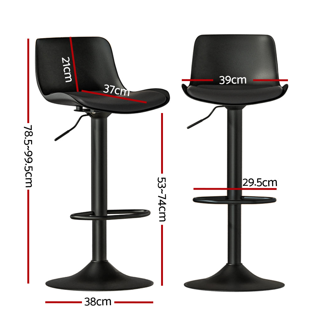 Artiss 2x Bar Stools Padded Seat Gas Lift Black