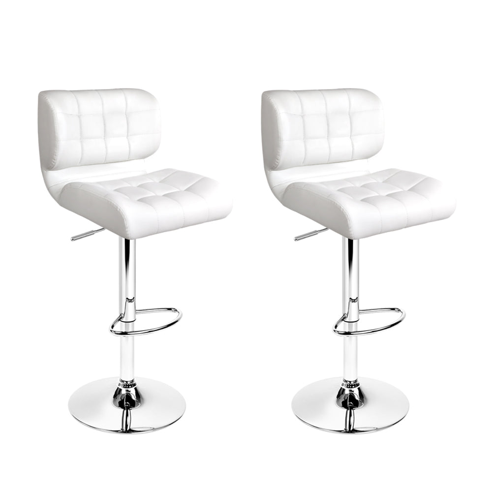 Artiss 2x Bar Stools Gas Lift Leather Padded White