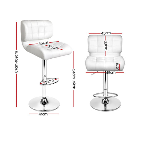 Artiss 4x Bar Stools Gas Lift Leather Padded White