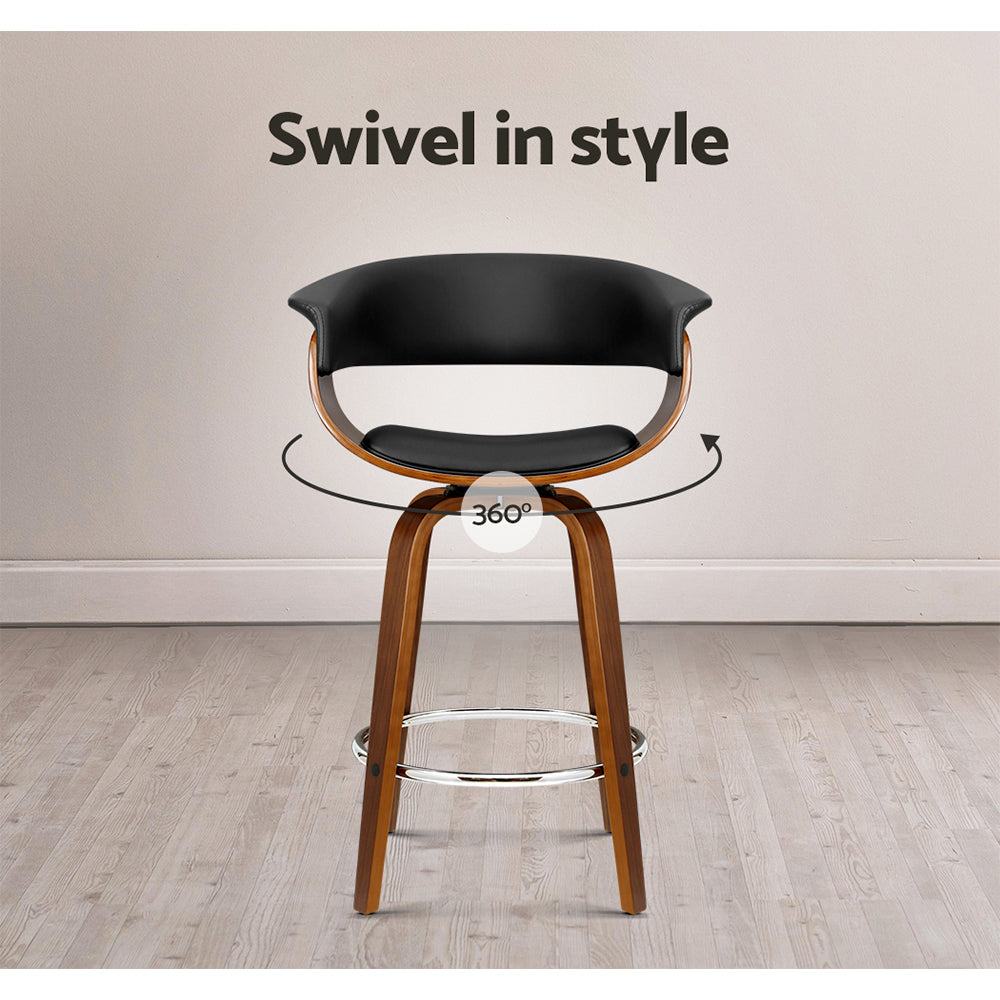 Artiss Bar Stools Swivel PU Seat Wooden