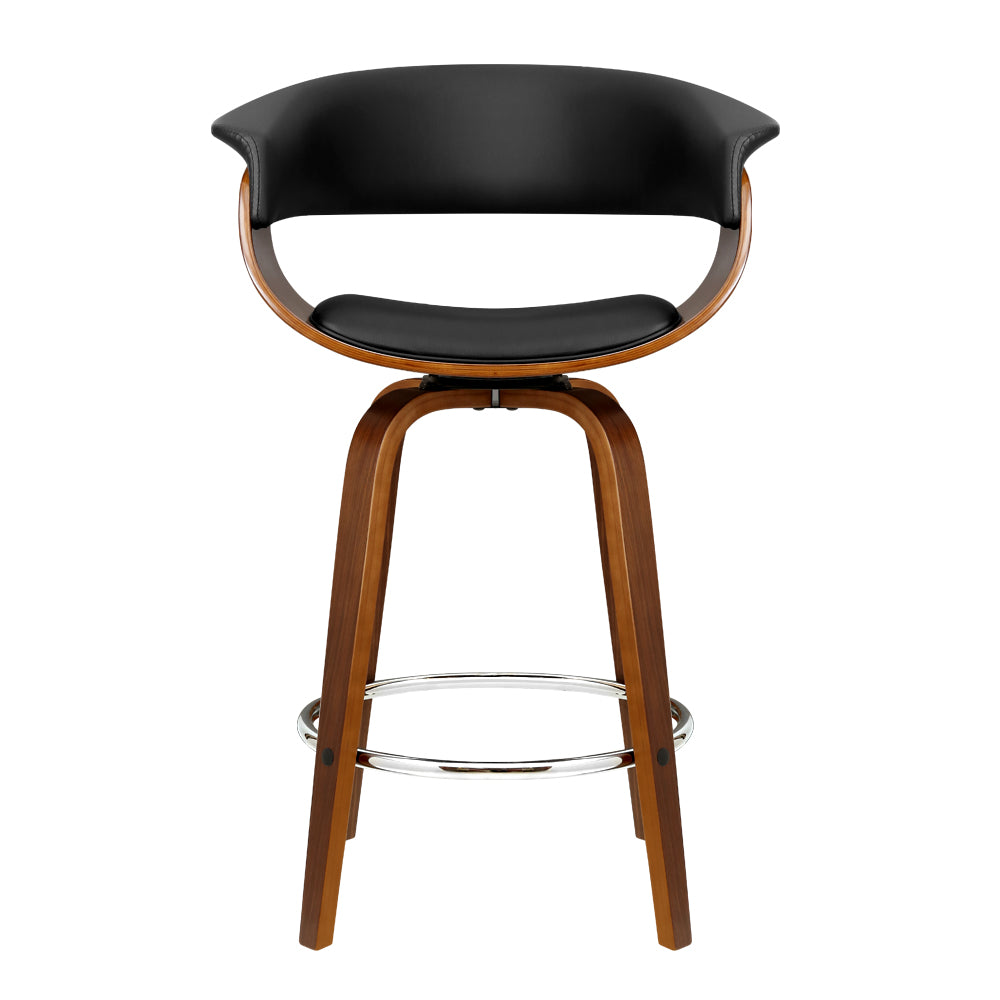 Artiss 4x Bar Stools Swivel PU Seat Wooden