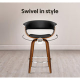 Artiss 4x Bar Stools Swivel PU Seat Wooden