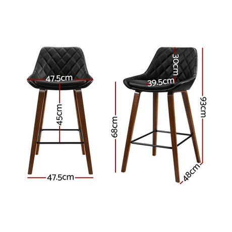 Artiss 2x Bar Stools PU Seat Wooden