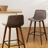 Artiss Bar Stools Kitchen Counter Barstools Leather Wooden Chairs x2