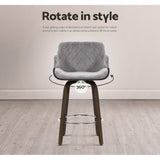 Artiss 2x Bar Stools Swivel Velvet Padded Wooden