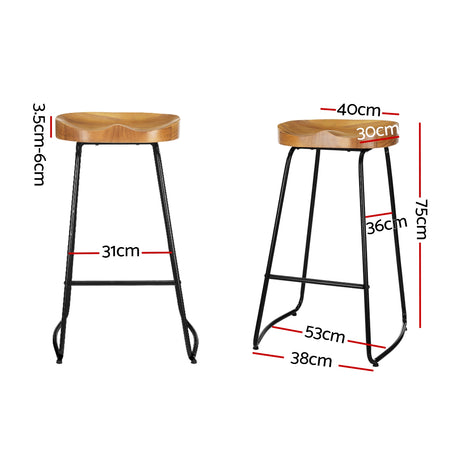 Artiss 4x Bar Stools Tractor Seat 75cm Wooden