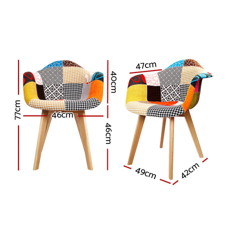 Artiss Dining Chairs Set of 2 Fabric Retro Replica DSW