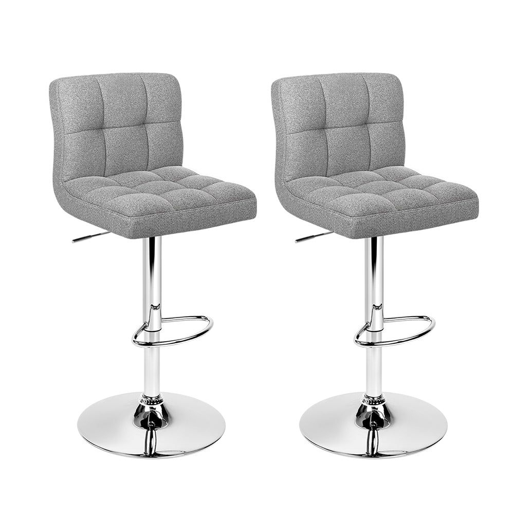 Artiss 2x Bar Stools Leather Gas Lift Grey