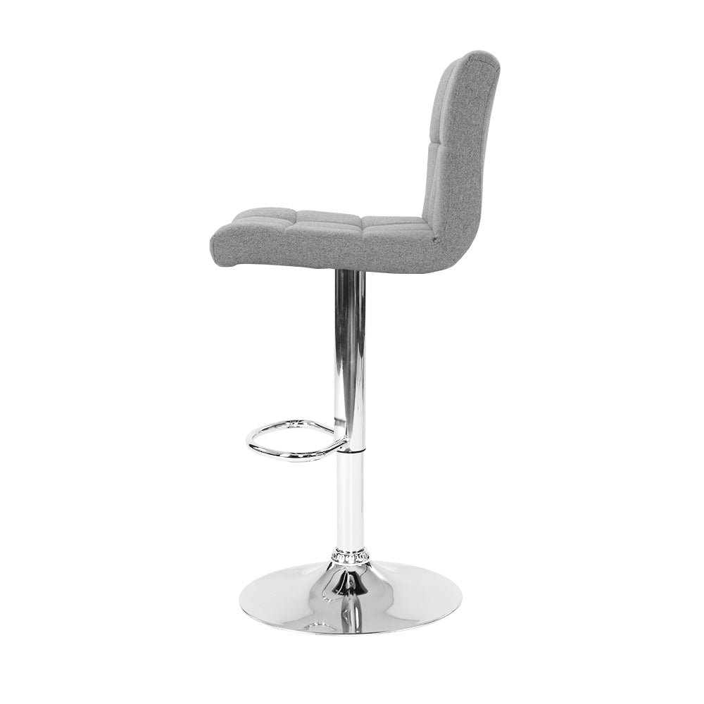 Artiss 2x Bar Stools Leather Gas Lift Grey