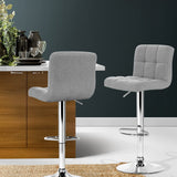Artiss 2x Bar Stools Leather Gas Lift Grey