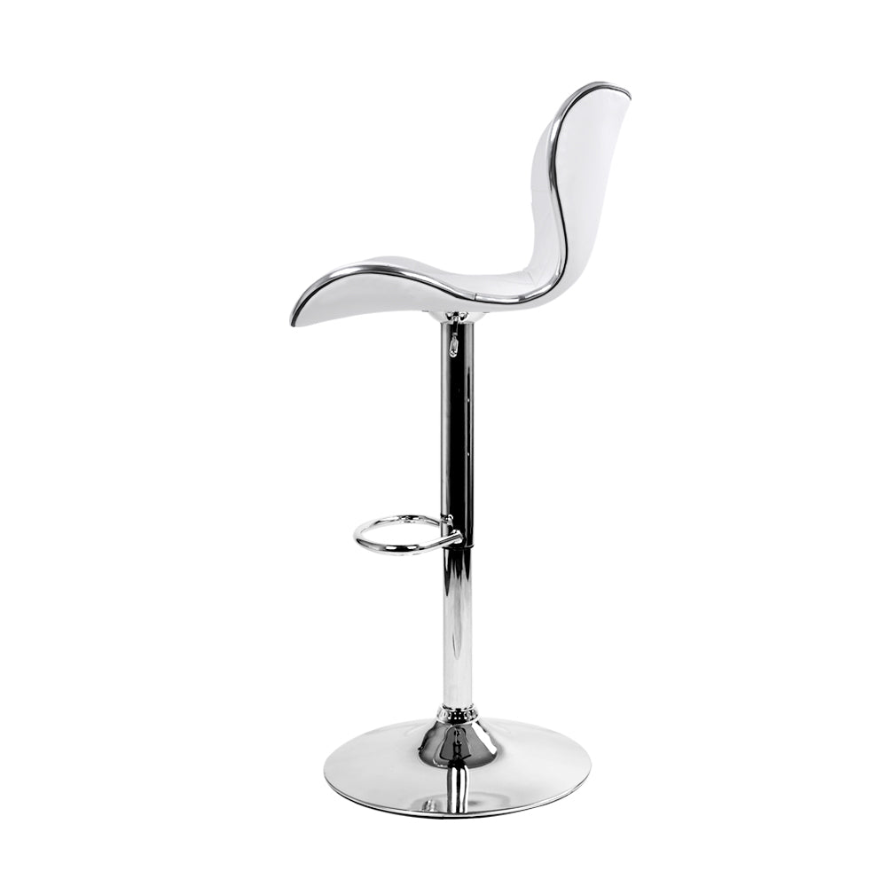 Artiss 2x Bar Stools Gas Lift Leather Seat White