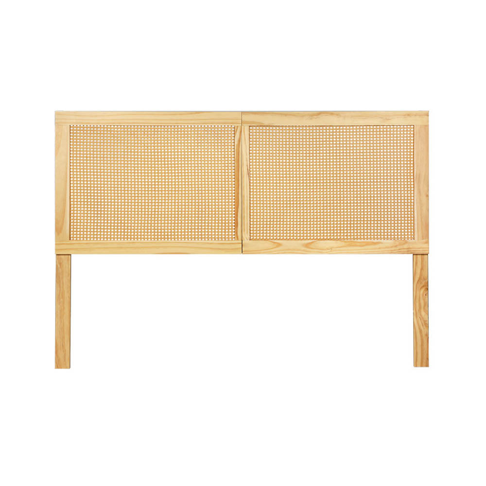 Artiss Bed Head Queen Size Rattan - RIBO Pine