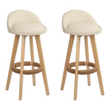 Artiss 2x Bar Stools Padded Leather Wooden Beige