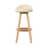 Artiss 2x Bar Stools Padded Leather Wooden Beige