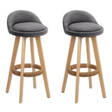 Artiss 2x Bar Stools Padded Linen Wooden Grey