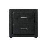 Artiss Bedside Table 2 Drawers Leather - CADEN Black