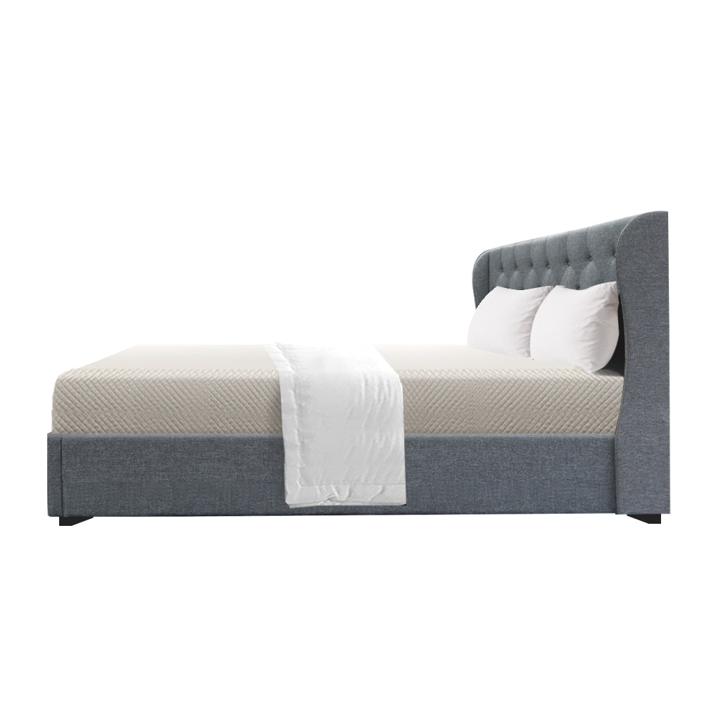 Artiss Bed Frame Queen Size Gas Lift Grey ISSA