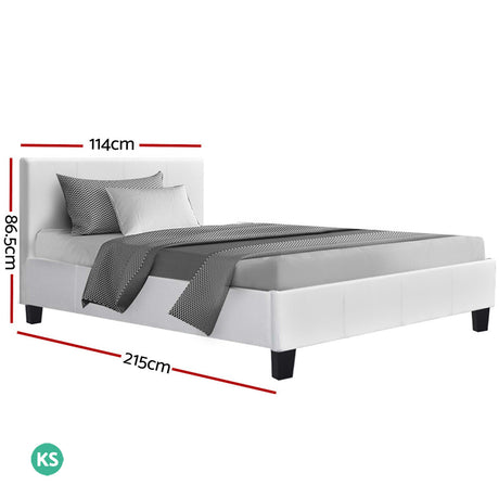 Artiss Bed Frame King Single Size White NEO