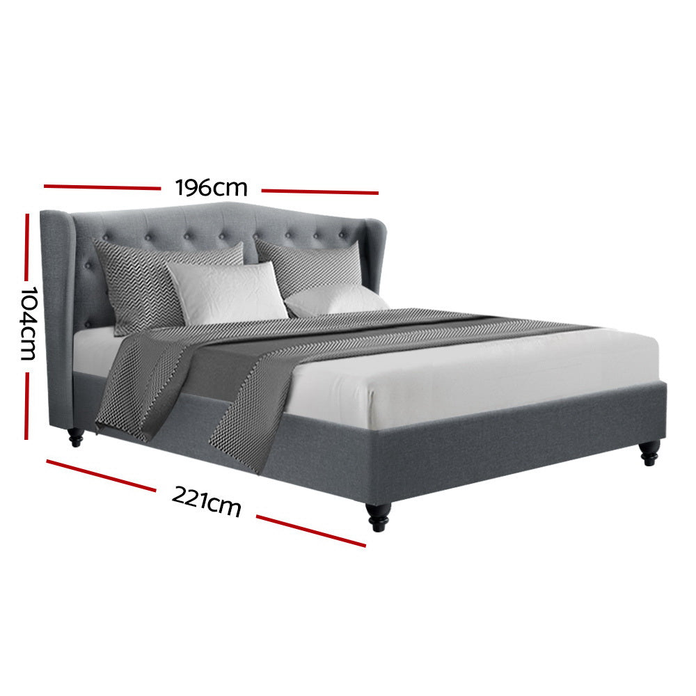 Artiss Bed Frame King Size Grey PIER