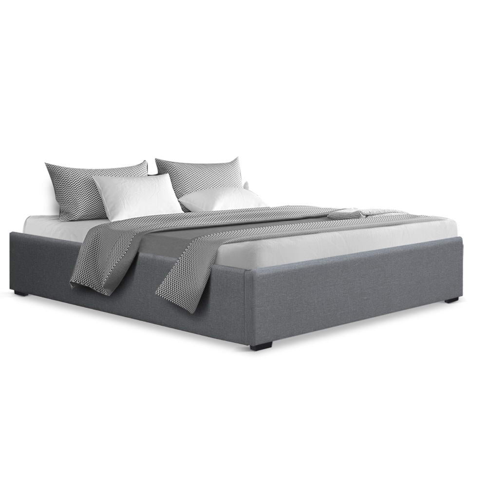 Artiss Bed Frame Queen Size Gas Lift Base Grey TOKI