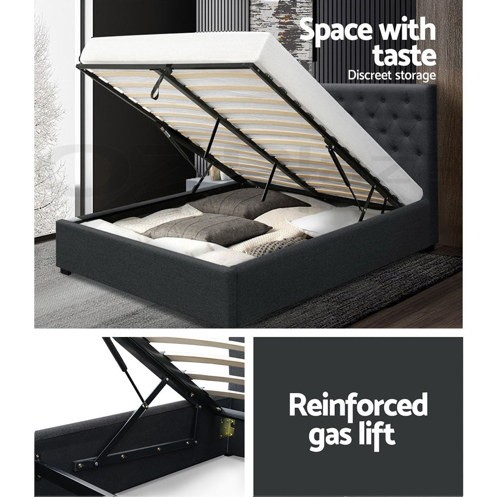 Artiss Bed Frame Double Size Gas Lift Charcoal VILA