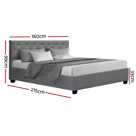 Artiss Bed Frame Queen Size Gas Lift Grey VILA