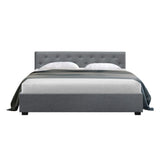 Artiss Bed Frame Queen Size Gas Lift Grey VILA