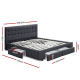 Artiss Bed Frame Queen Size with 4 Drawers Charcoal AVIO