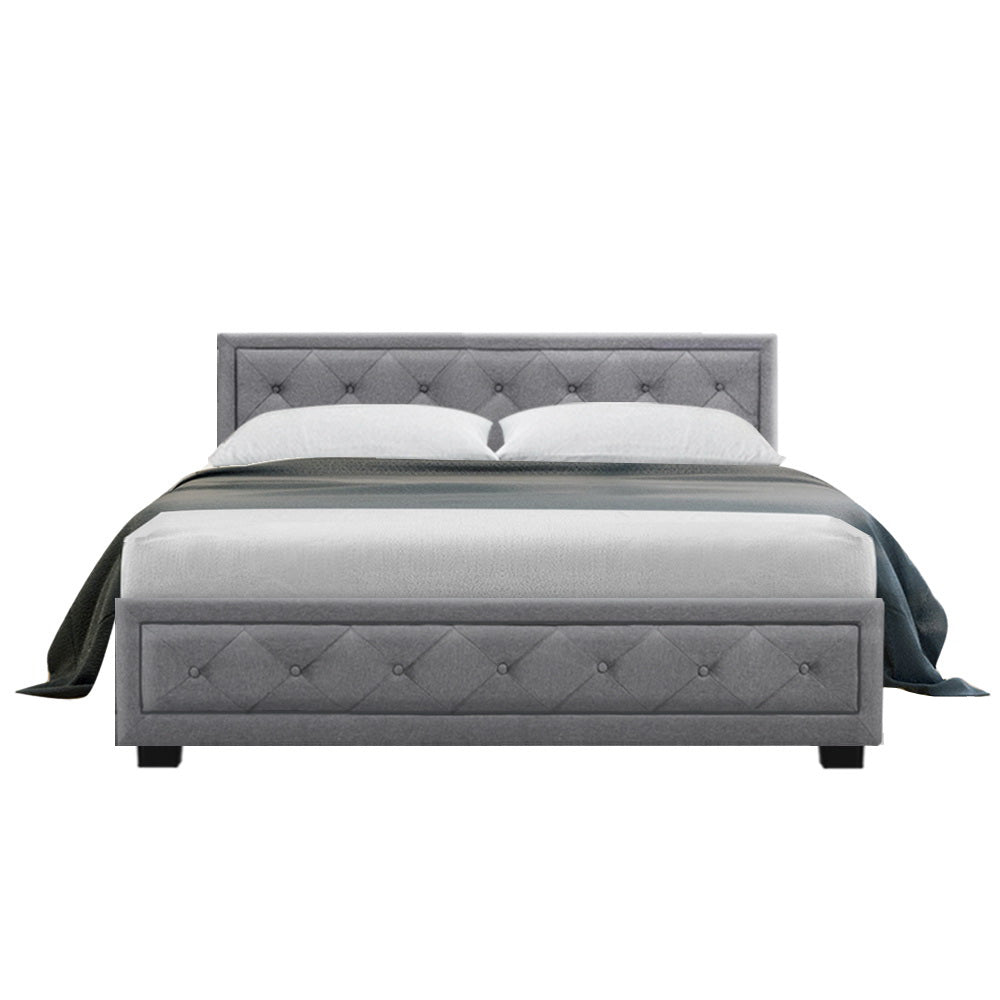 Artiss Bed Frame Double Size Gas Lift Grey TIYO