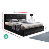 Artiss Bed Frame Queen Size Gas Lift Black TIYO