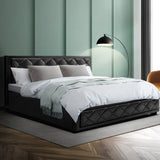 Artiss Bed Frame King Size Gas Lift Black TIYO