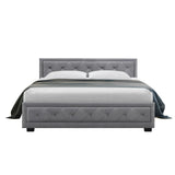 Artiss Bed Frame Queen Size Gas Lift Grey TIYO