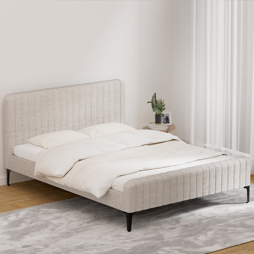 Artiss Bed Frame Queen Size Beige AMMY