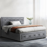 Artiss Bed Frame King Single Size Gas Lift Storage Mattress Base Wooden Grey