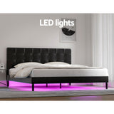 Artiss Bed Frame King Size LED Black RAVI