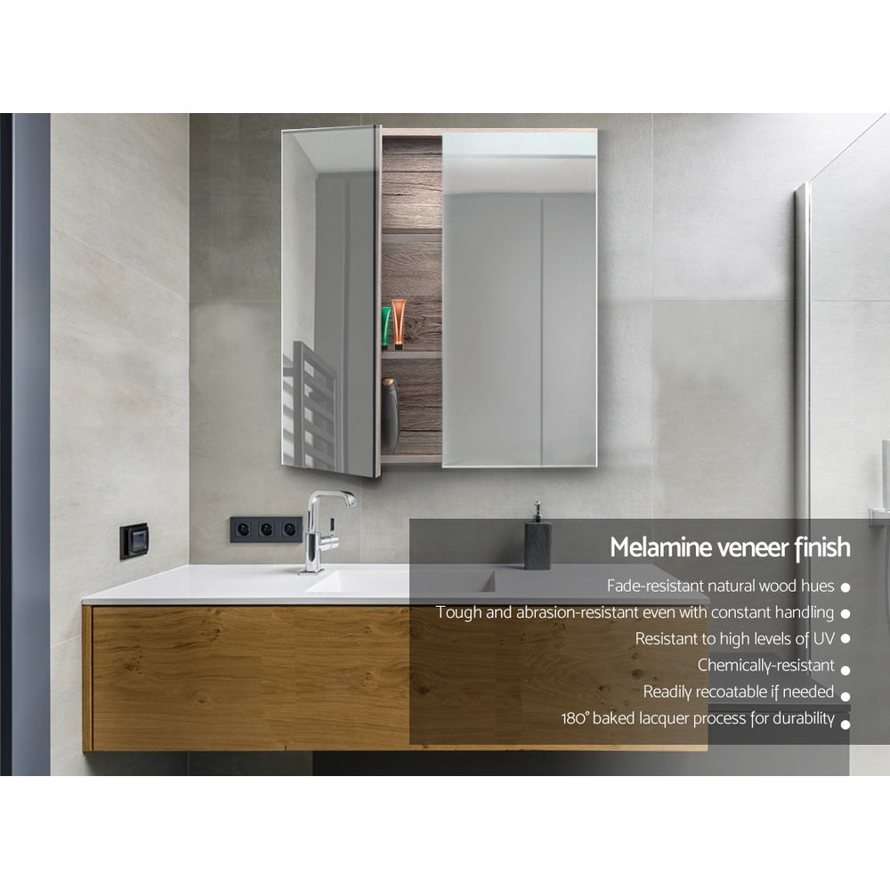 Cefito Bathroom Mirror Cabinet 600x720mm Oak