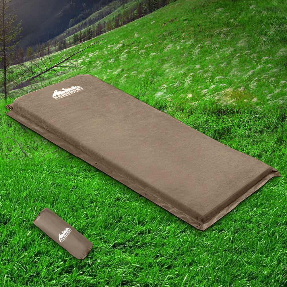 Weisshorn Self Inflating Mattress Camping Sleeping Mat Air Bed Single Coffee