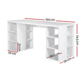 Artiss Computer Desk Bookshelf White 150CM