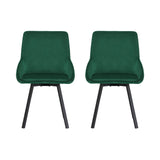 Artiss Dining Chairs Set of 2 Velvet Swivel Base Green