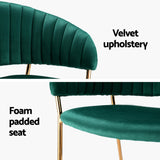 Artiss Dining Chairs Green Velvet Upholstered Set Of 2 Dalia