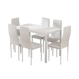 Artiss Dining Chairs and Table Dining Set 6 Chair Set Of 7 White