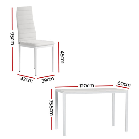 Artiss Dining Chairs and Table Dining Set 6 Chair Set Of 7 White